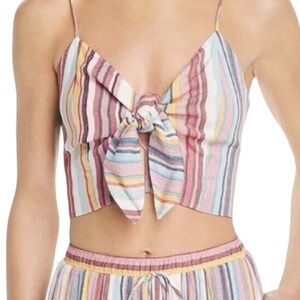 Aqua Bloomingdale’s‎ Striped Multi Color Tie Front Crop Top size medium Womens
